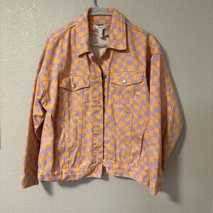 Forever 21 Checkered Purple and Orange Women's Jacket. Medium